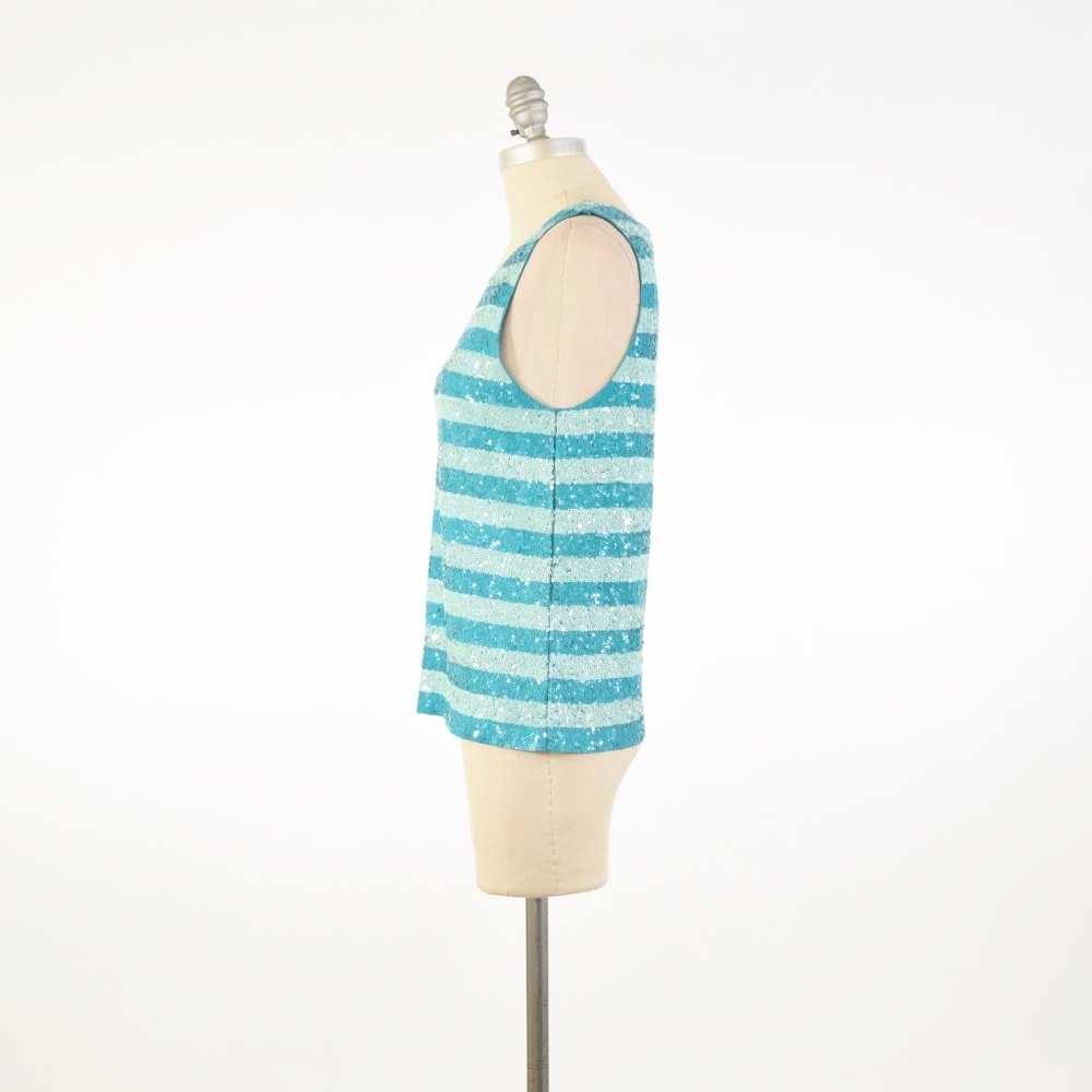 NWT J.Crew Sequin Stripe Tank in Green - Picture 5 of 7